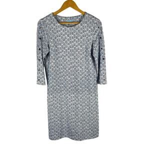 J McLaughlin Blue White Terrace Catalina Cloth 3/4 Sleeve Miley Dress Size Small